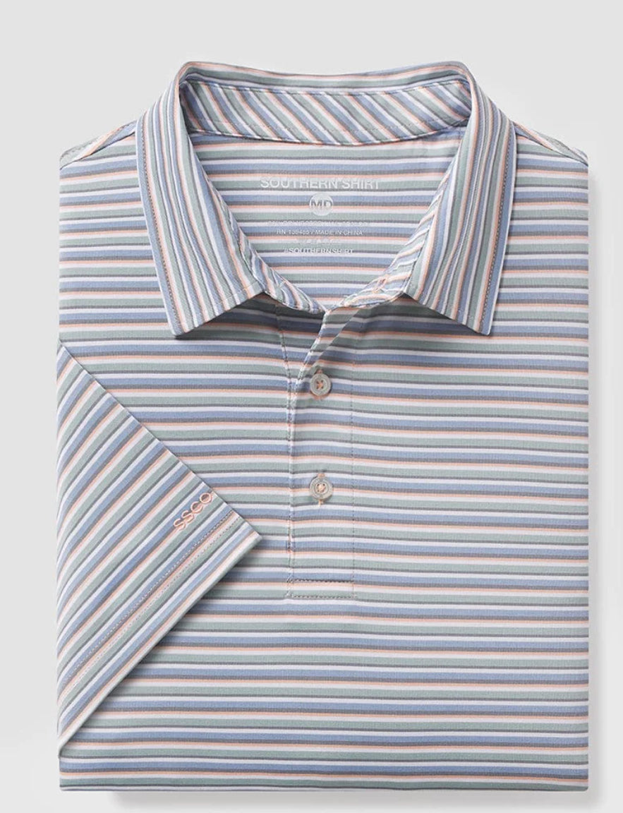 Southern Shirt Tybee Strip Polo Blue