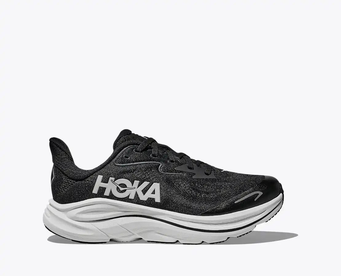 Youth Hoka Clifton 10 Black White Sizes 3.5-7