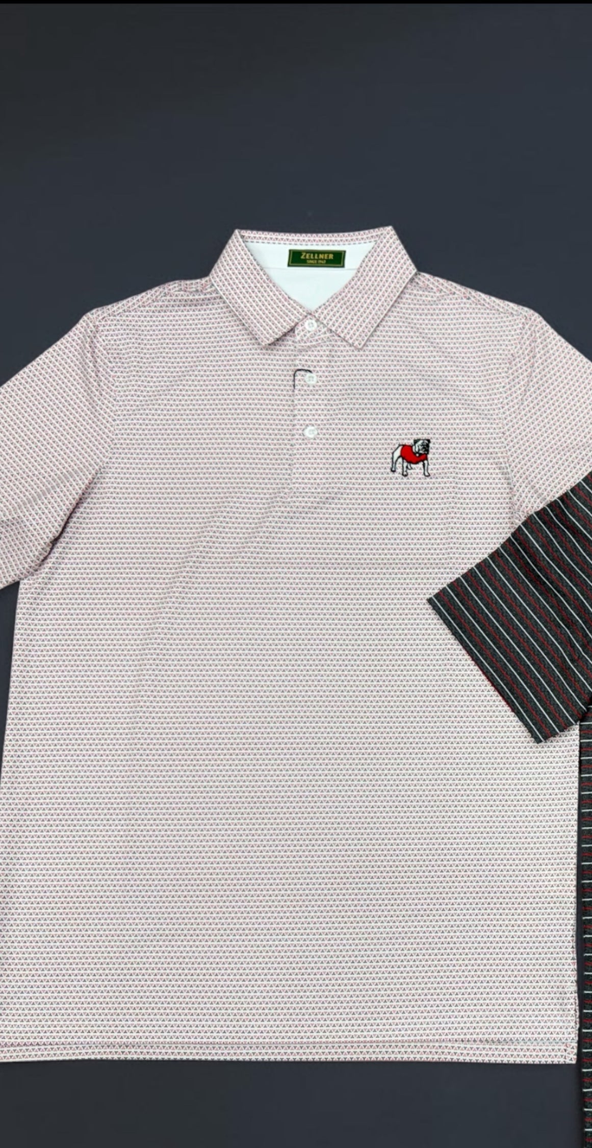 Zellner UGA Polo with Geo Print and Standing DAWG