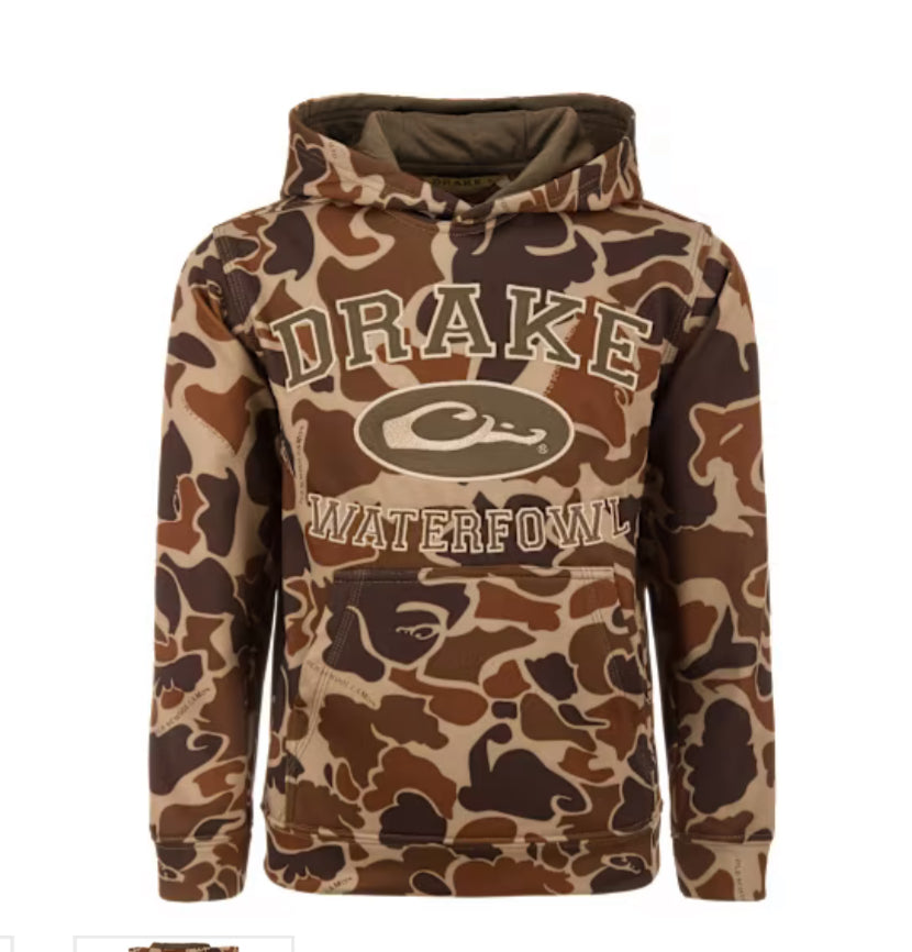 Drake Youth Hoodie in Old School Camo
