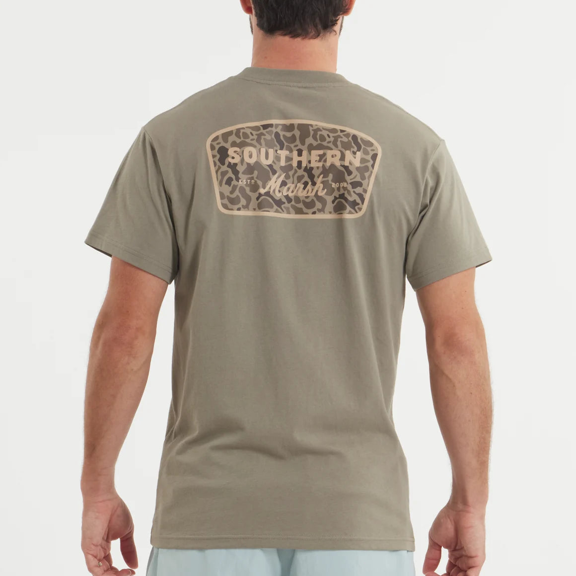 Southern Marsh Retro Camo Tee in Olive