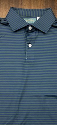 Zellner Youth Polo in Green Navy Stripe