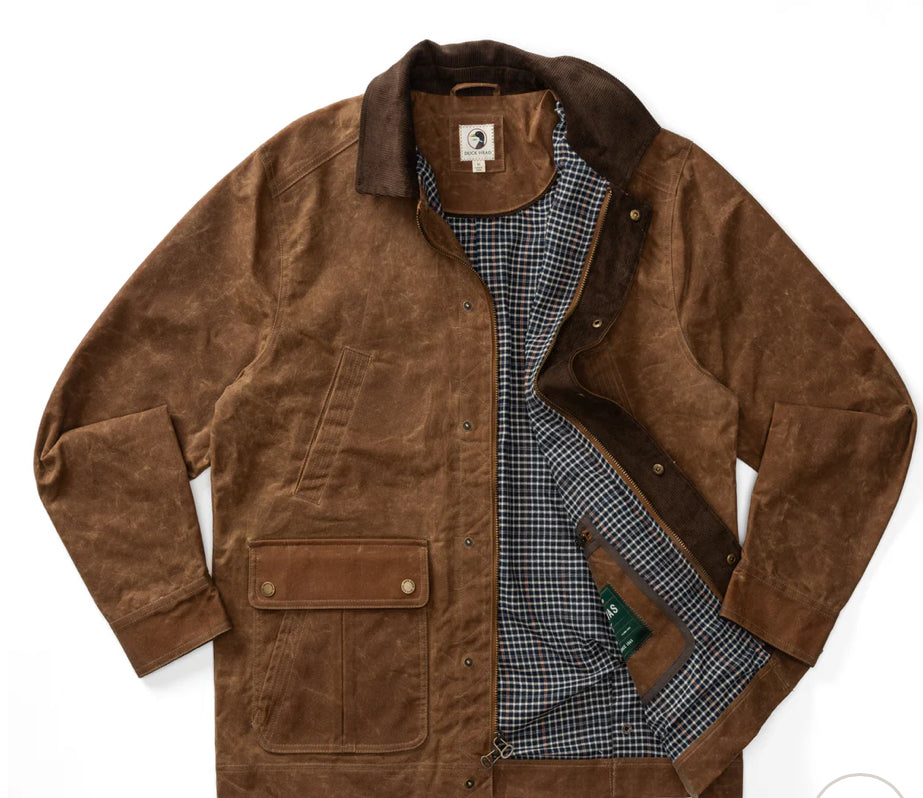 Duck Head Waxed Duck Canvas Jacket in Brown