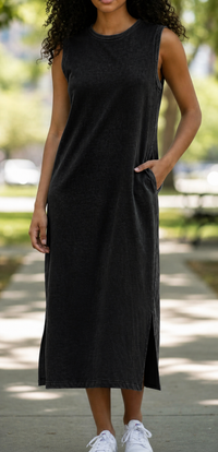Mineral Wash Sleeveless Midi Dress