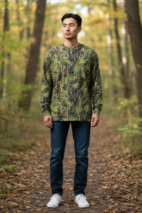 Drake Performance Crew Camo Print Long Sleeve