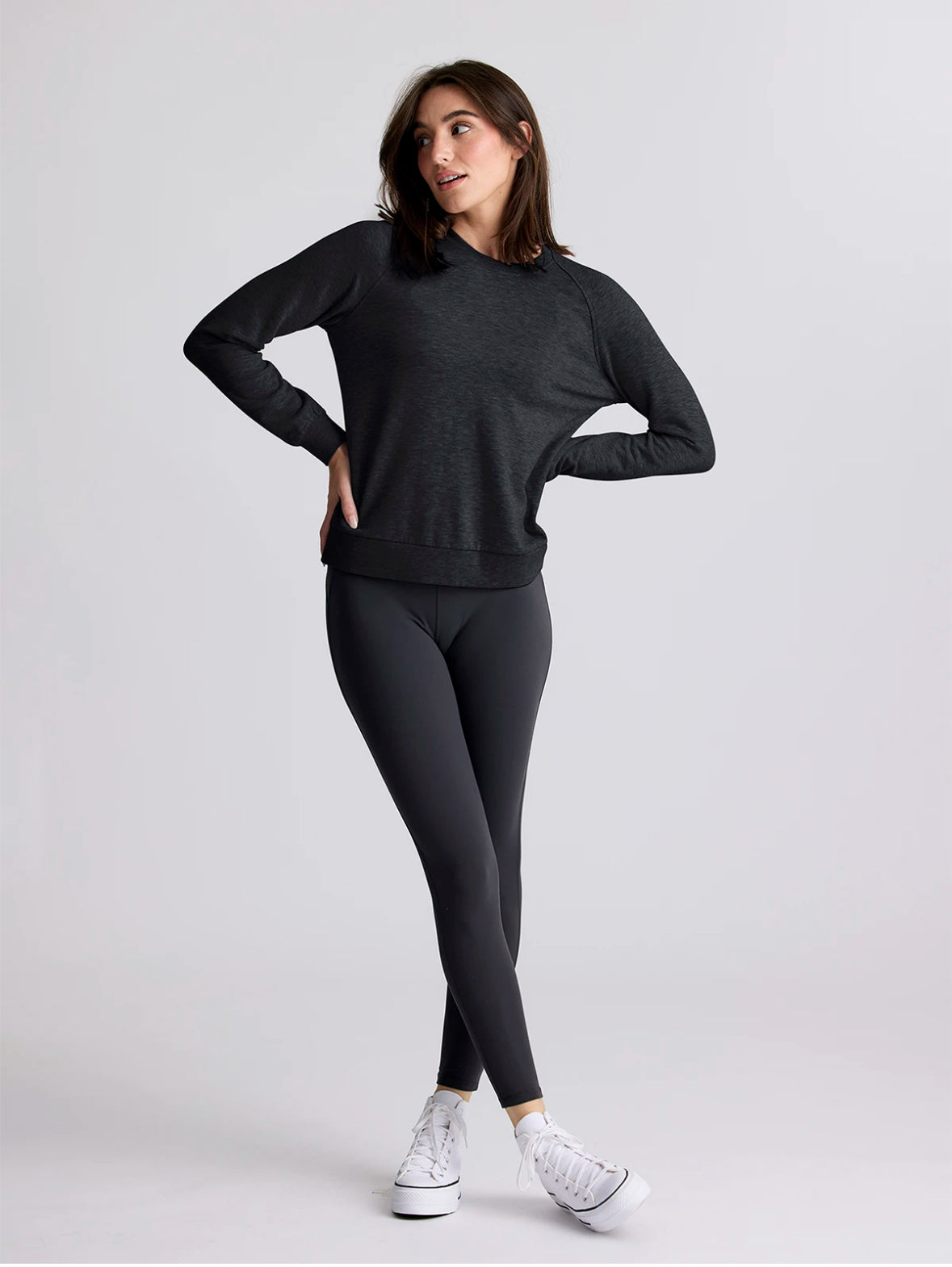 Free Fly Womens Bamboo Fleece Crew Black