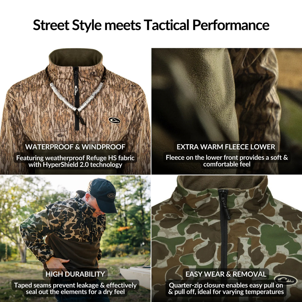 Men’s Drake Qtr Zip Refuge Eqwader in color Habitat