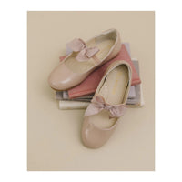 L&#39;Amour Amelia bow flat taupe pat
