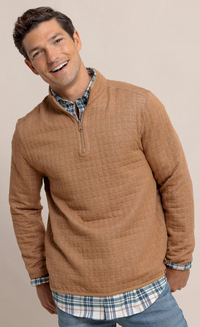 Mens Southern Tide Fairwood Reversible quarter zip Khaki
