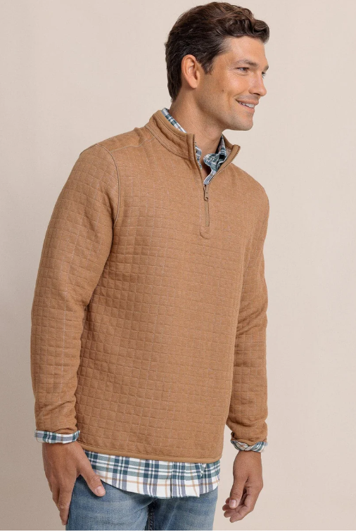 Mens Southern Tide Fairwood Reversible quarter zip Khaki
