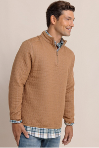 Mens Southern Tide Fairwood Reversible quarter zip Khaki