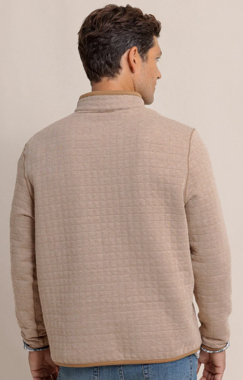 Mens Southern Tide Fairwood Reversible quarter zip Khaki