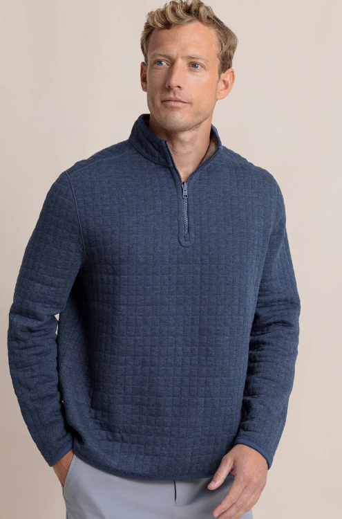 Mens Southern Tide Fairwood Reversible quarter zip Khaki