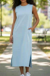 Mineral Wash Sleeveless Midi Dress