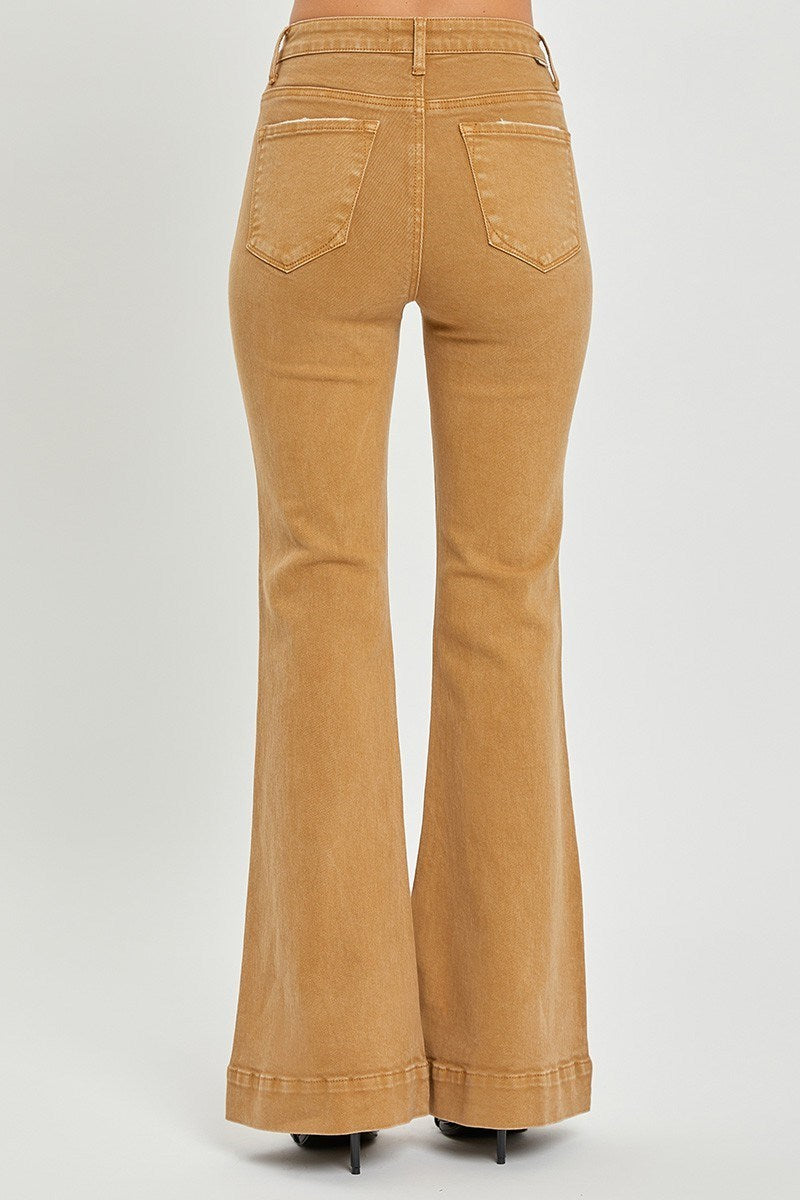 High&#45;Rise Bell Bottom Pants Mocha