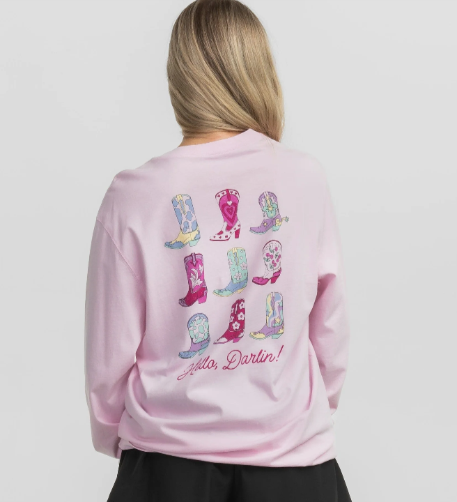Southern Shirt Womens Boot Scootin LS Tee Pink